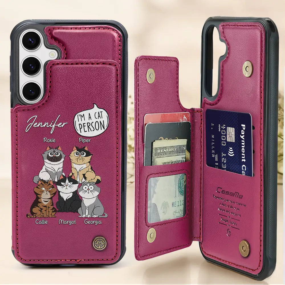 I'm A Cat Person - Personalized Leather Flip Wallet Phone Case Leather Flip Wallet Phone Case PopCulturePrints
