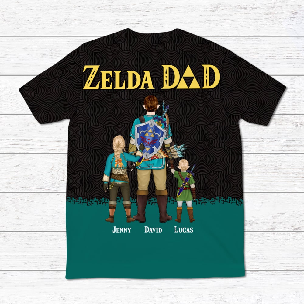 Personalized Zelda Dad Shirt - Custom Gamer Family Design