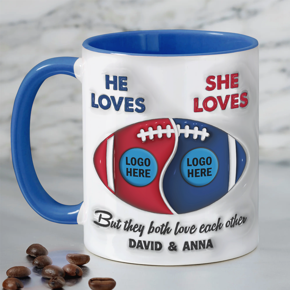 Custom American Football Couple Mug | Personalized Valentine's Day Gifts for Fans Coffee Mug PopCulturePrints