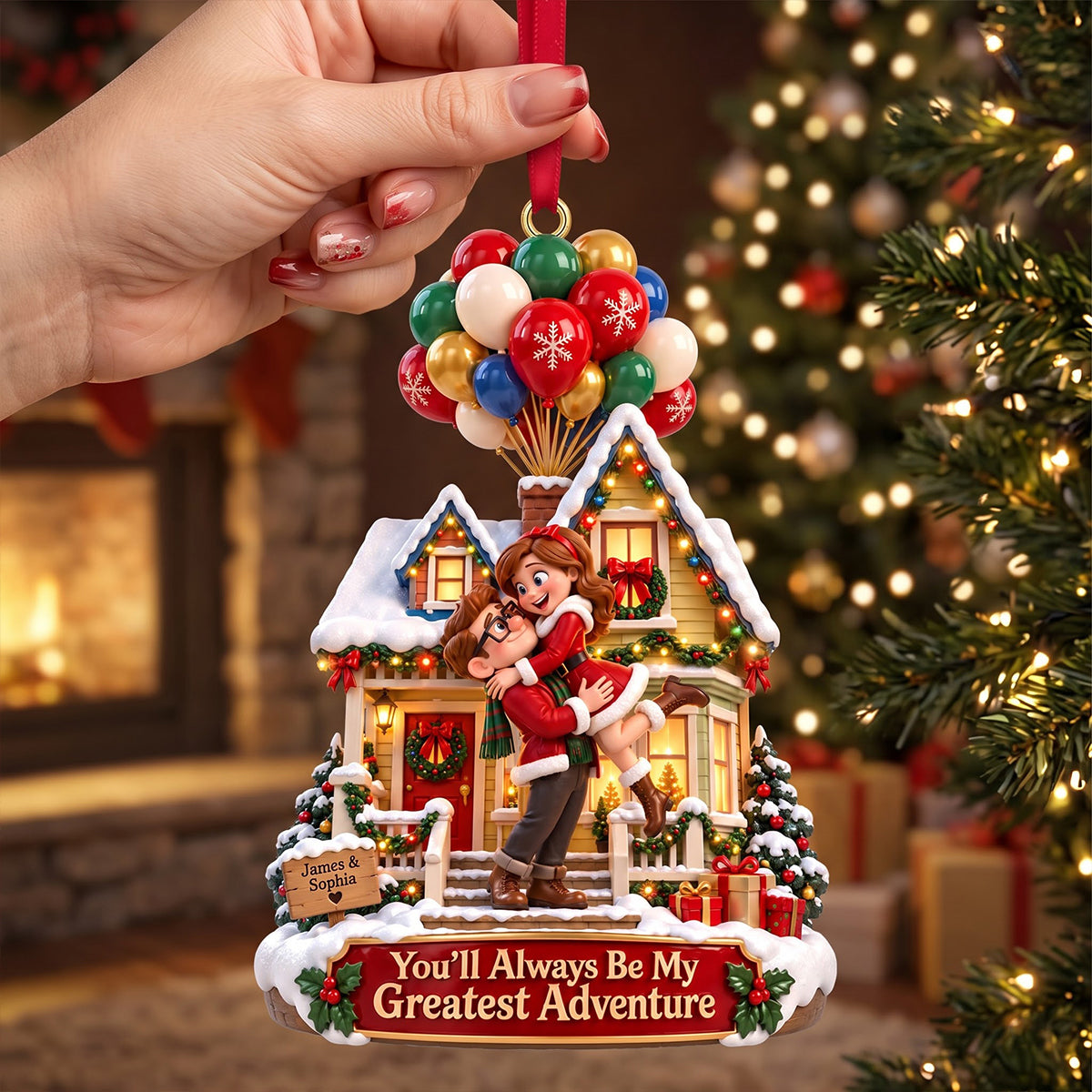 “You’ll Always Be My Greatest Adventure” - Personalized Romantic Couple Christmas Ornament - Perfect Gift for Couples, Friends, and Family