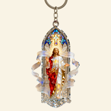 Load image into Gallery viewer, Illuminate Your Faith - Sacred Light Jesus Keychain - Personalized Gift for Christians Keychains PopCulturePrints
