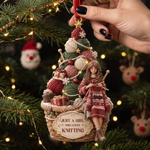 Load image into Gallery viewer, Just a Girl Who Loves Knitting - Personalized Balls Of Yarn Christmas Ornament Ornament PopCulturePrints

