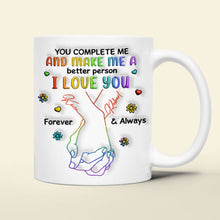 Load image into Gallery viewer, Personalized LGBT Couple Coffee Mug - You Complete Me Coffee Mug PopCulturePrints
