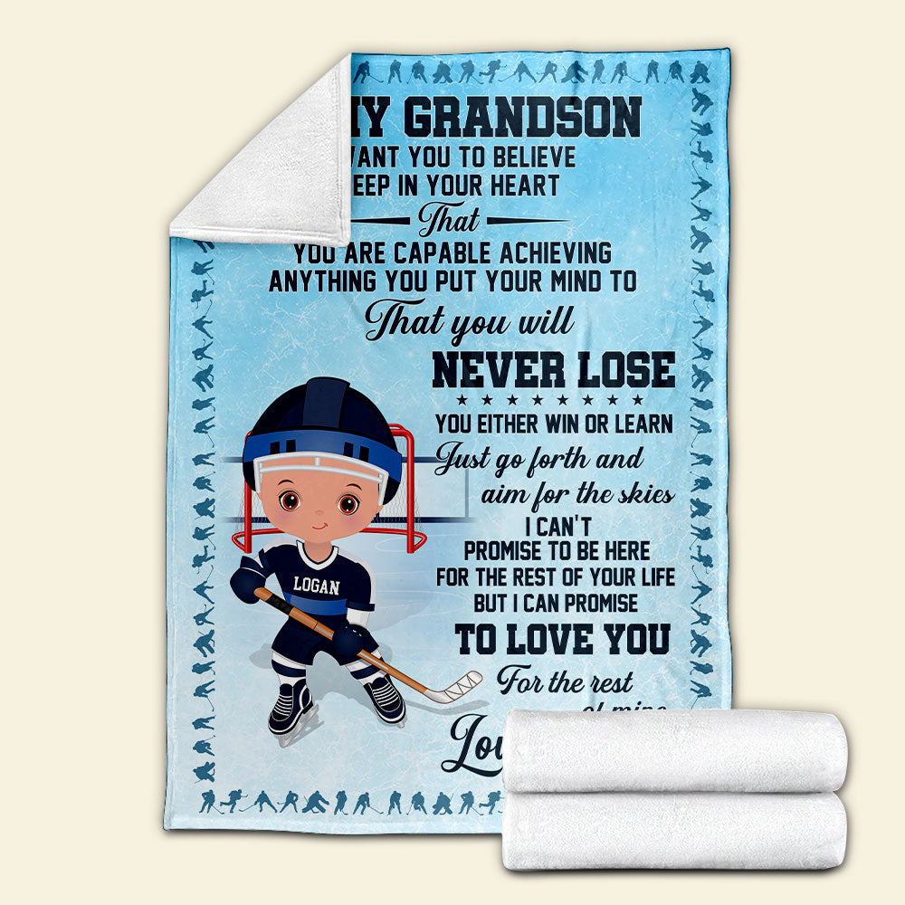 Personalized Hockey Blanket for Kids - Custom Gift from Grandma Blanket PopCulturePrints
