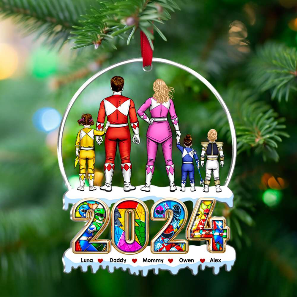 Personalized Family Acrylic Ornament: Superhero Theme for 2024 Ornament PopCulturePrints