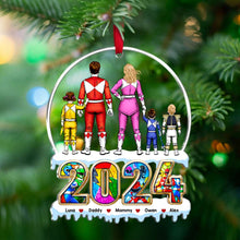 Load image into Gallery viewer, Personalized Family Acrylic Ornament: Superhero Theme for 2024 Ornament PopCulturePrints
