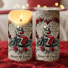 Load image into Gallery viewer, From Our First Kiss Till Our Last Breath - Personalized Couple LED Candle Led Candle PopCulturePrints
