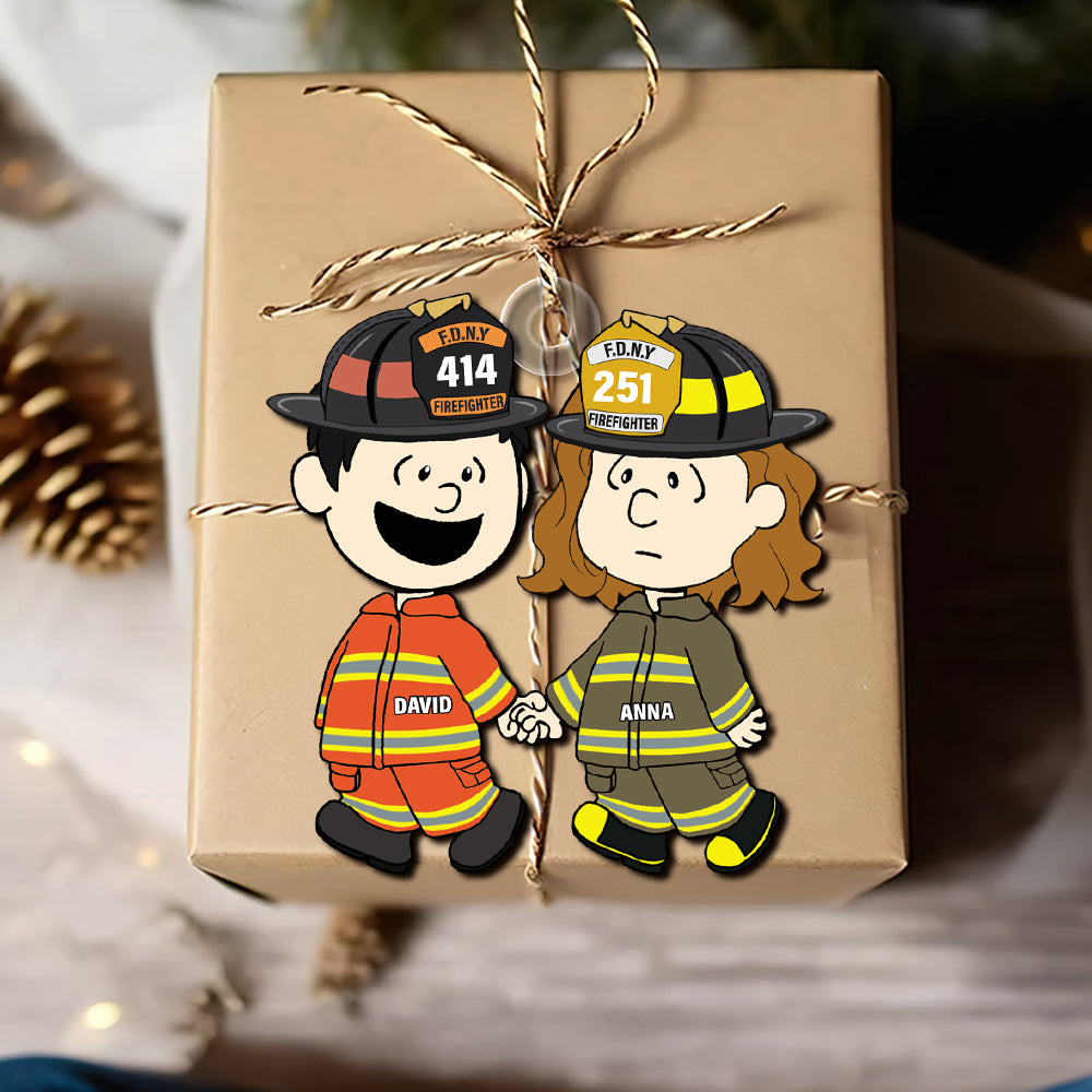 “Together We Fight Flames” - Personalized Firefighter Couple Acrylic Ornament - Unique Gift for Firefighter Lovers, Couples, and Special Occasions Ornament PopCulturePrints