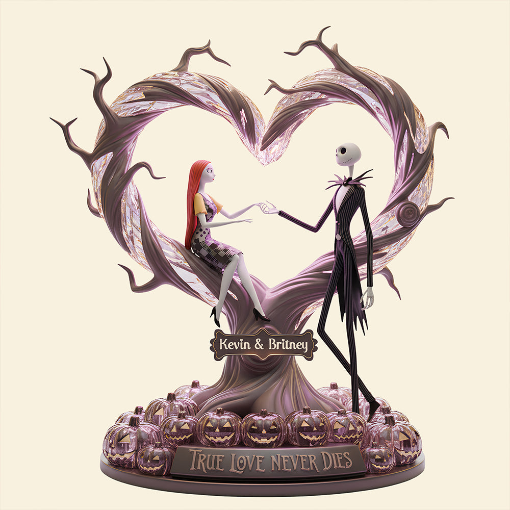 “True Love Never Dies” - Gothic Couple Light Box - Personalized Gift for Couples and Halloween Lovers Light Box PopCulturePrints