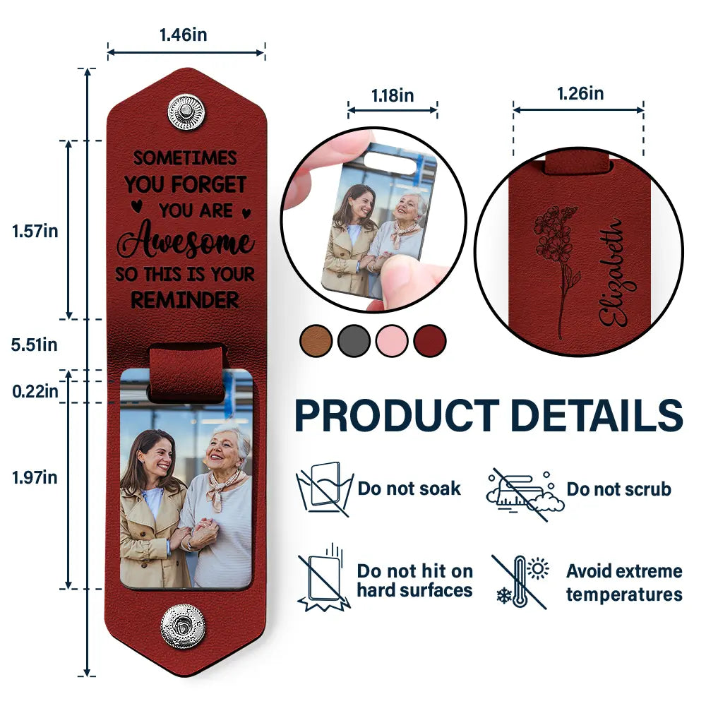 Sometimes You Forget You Are Awesome - Custom Leather Photo Keychain Leather Photo Keychain PopCulturePrints