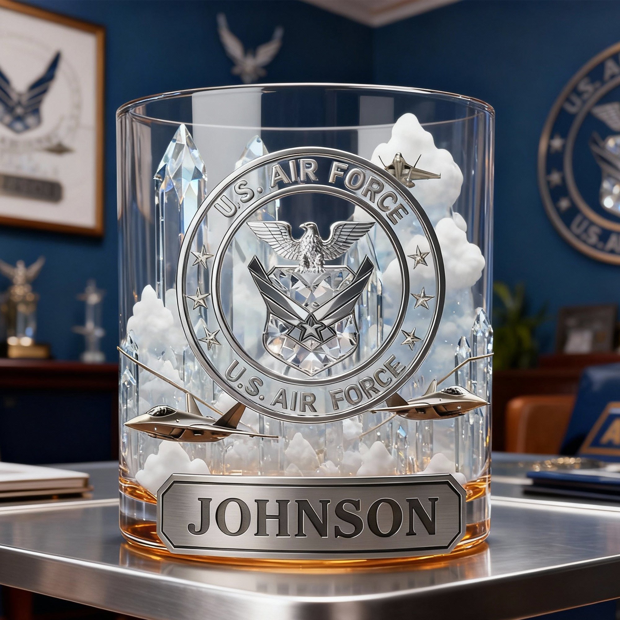 Honor & Celebrate Your Service: Military Forces 11oz Round Glass - Personalized Gift for Military Personnel Glass PopCulturePrints