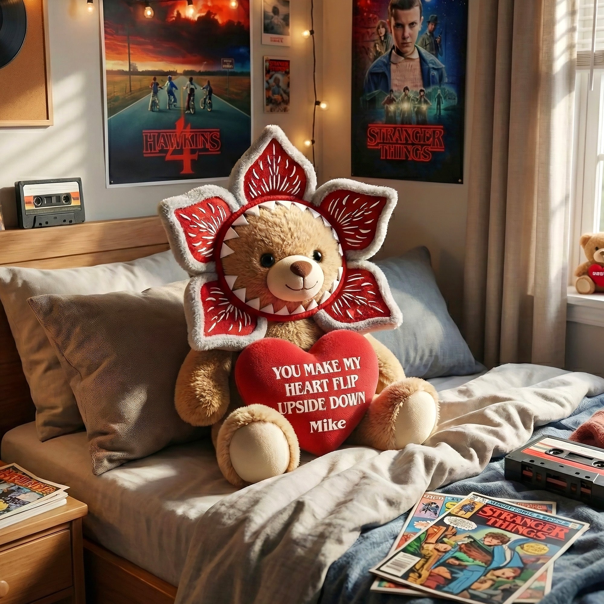You Make My Heart Flip Upside Down - Cute Monster Bear Custom Pillow Pillow PopCulturePrints