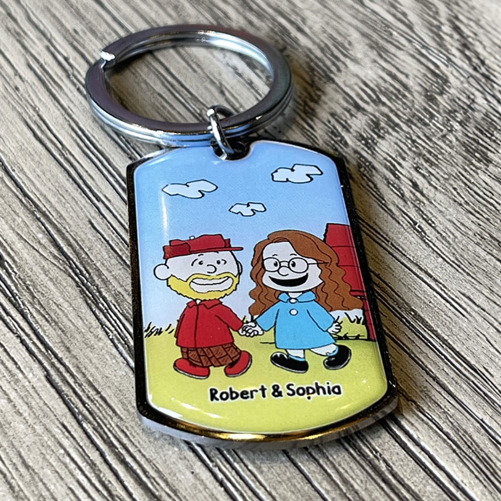 Couple's Personalized Cartoon Keychain - Hand in Hand