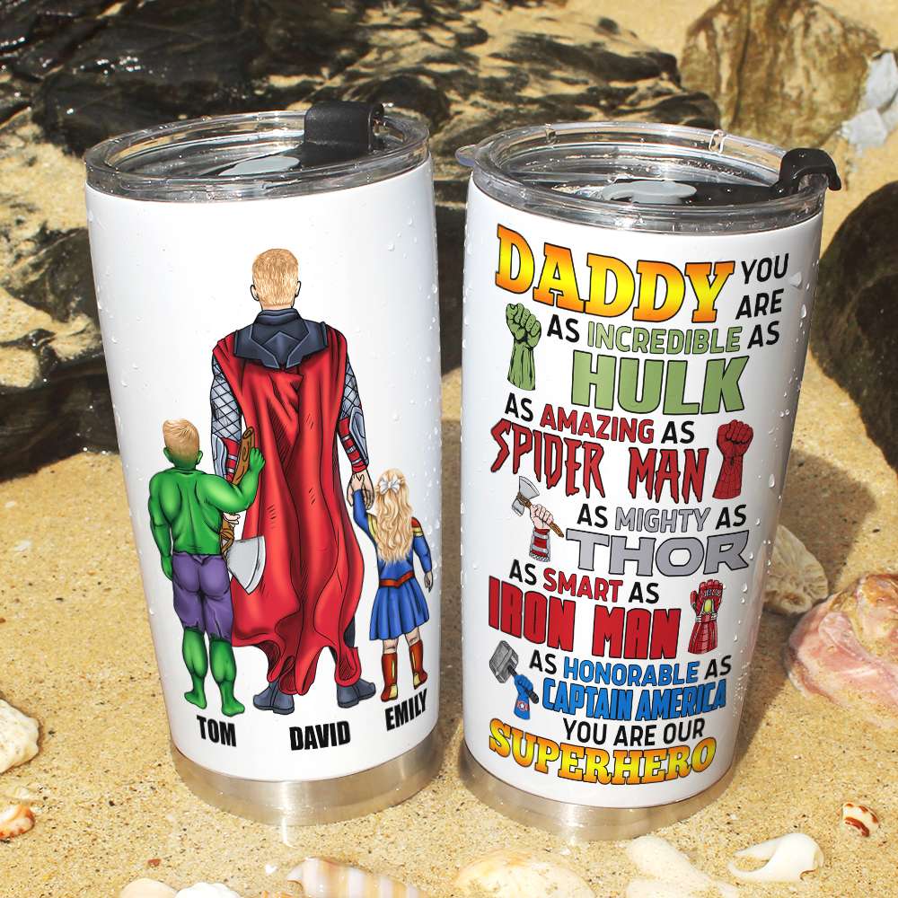 Custom Hero Dad Tumbler - Personalized Family Gift