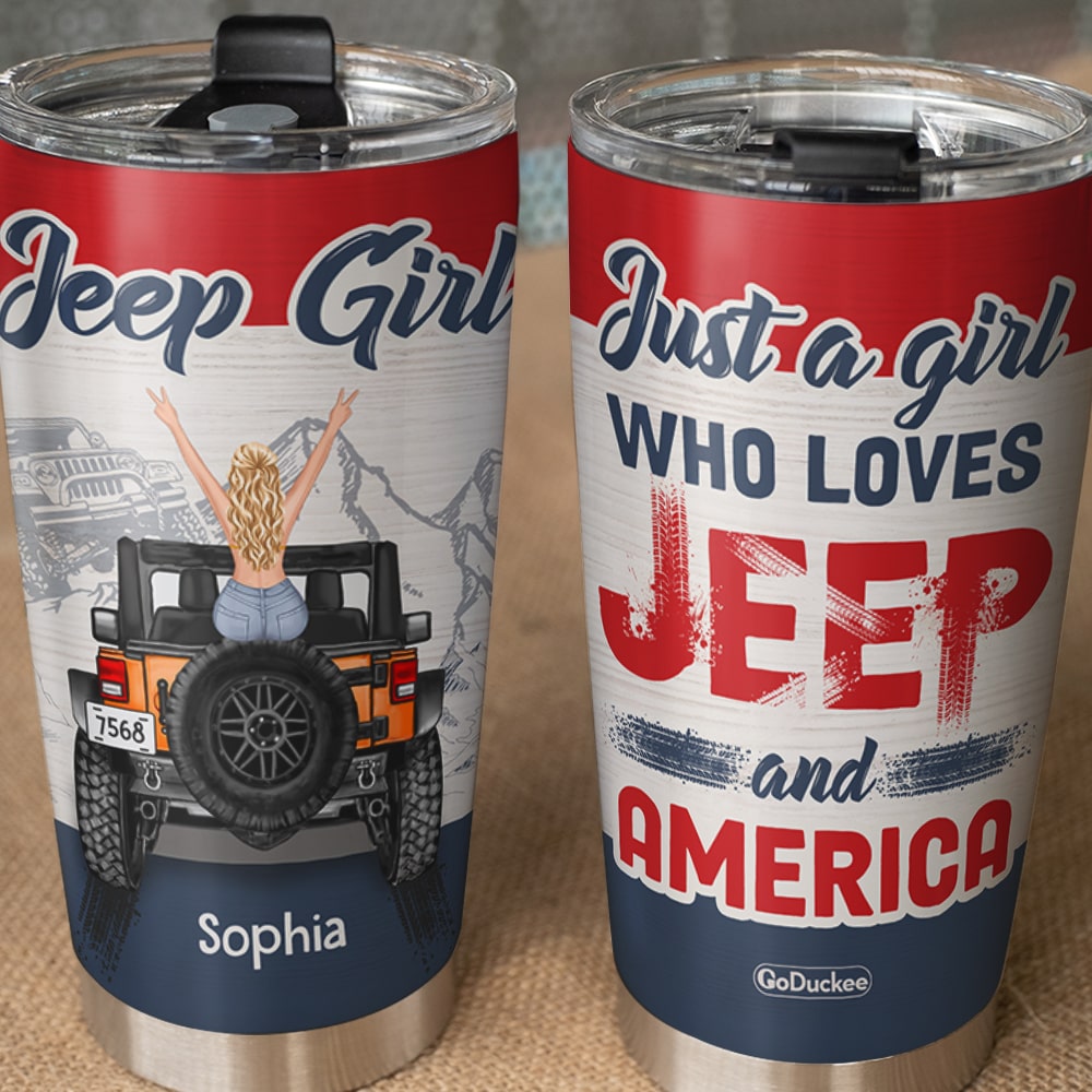 Personalized Jeep Girls Tumbler - Custom Name Travel Mug