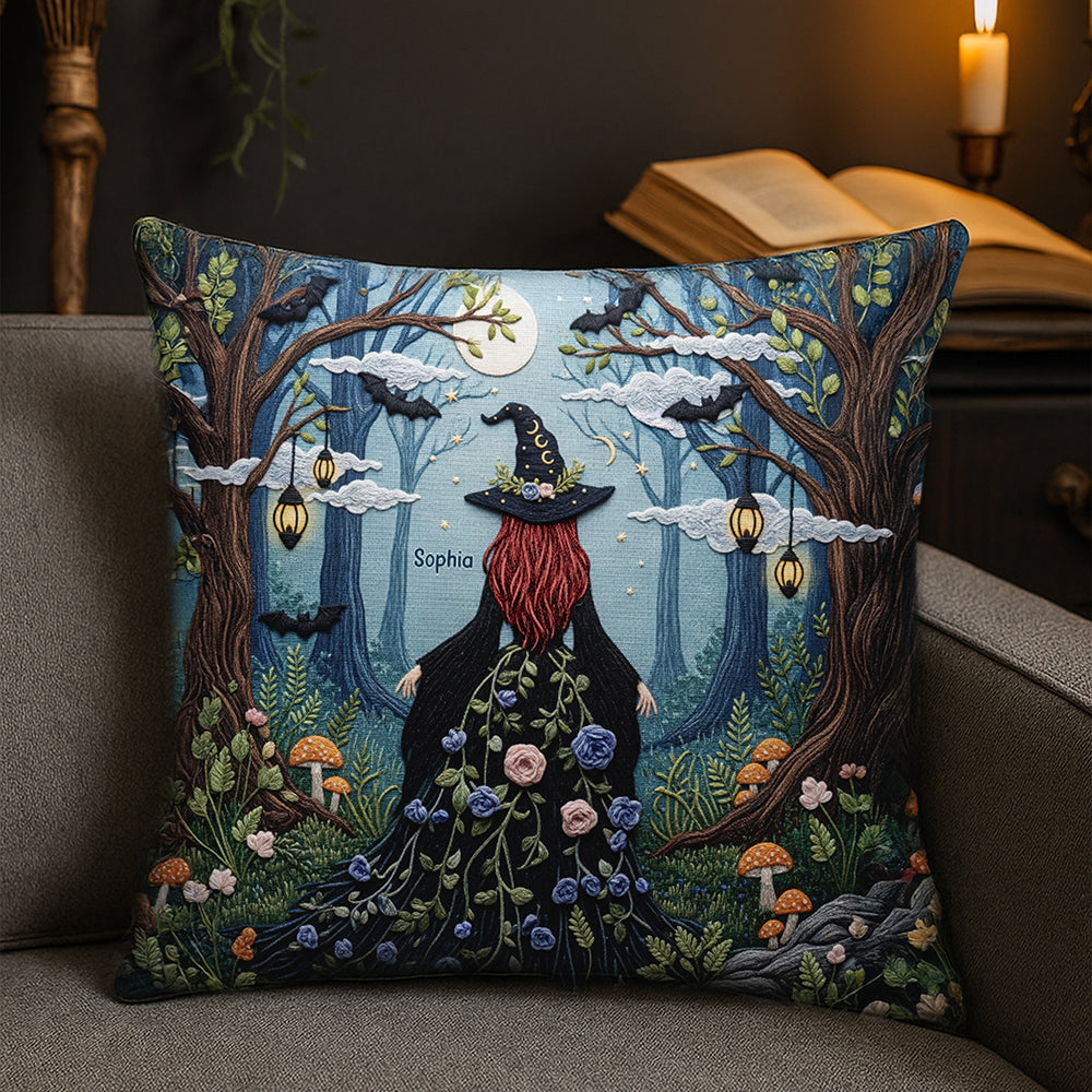 "Embrace the Enchantment" - Forest Witch Pillow, Customizable Gift for Witch Lovers Pillow PopCulturePrints