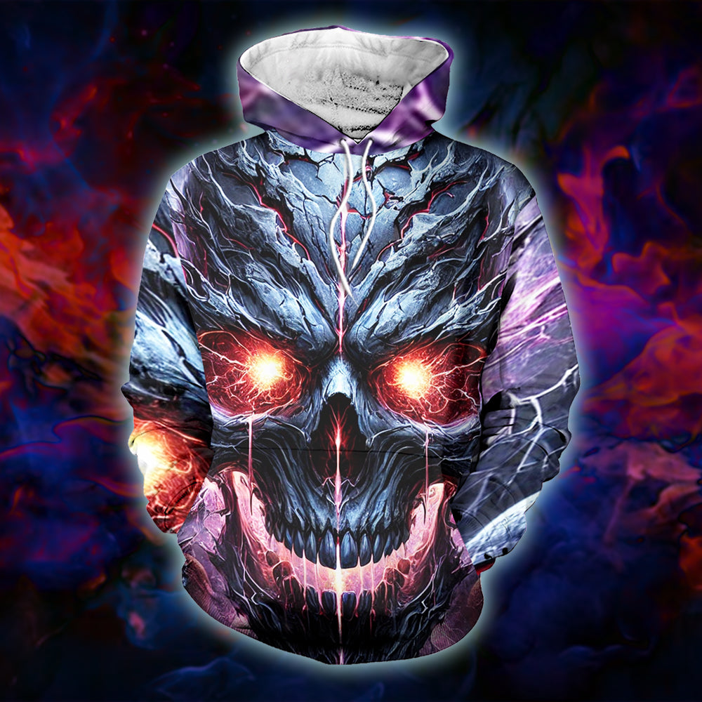 Skull Lover's Hoodie: Fiery Skull Design AOP Products PopCulturePrints