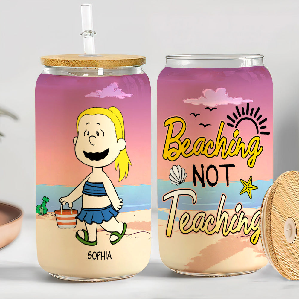 Personalized Beaching Not Teaching Glass Tumbler