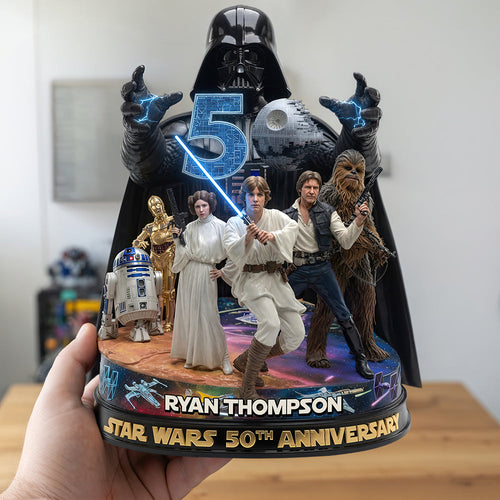“Celebrate Love Through the Galaxy” - Epic Saga Anniversary Acrylic Plaque - Personalized Gift for Star Wars Fans Shaped Plaques PopCulturePrints