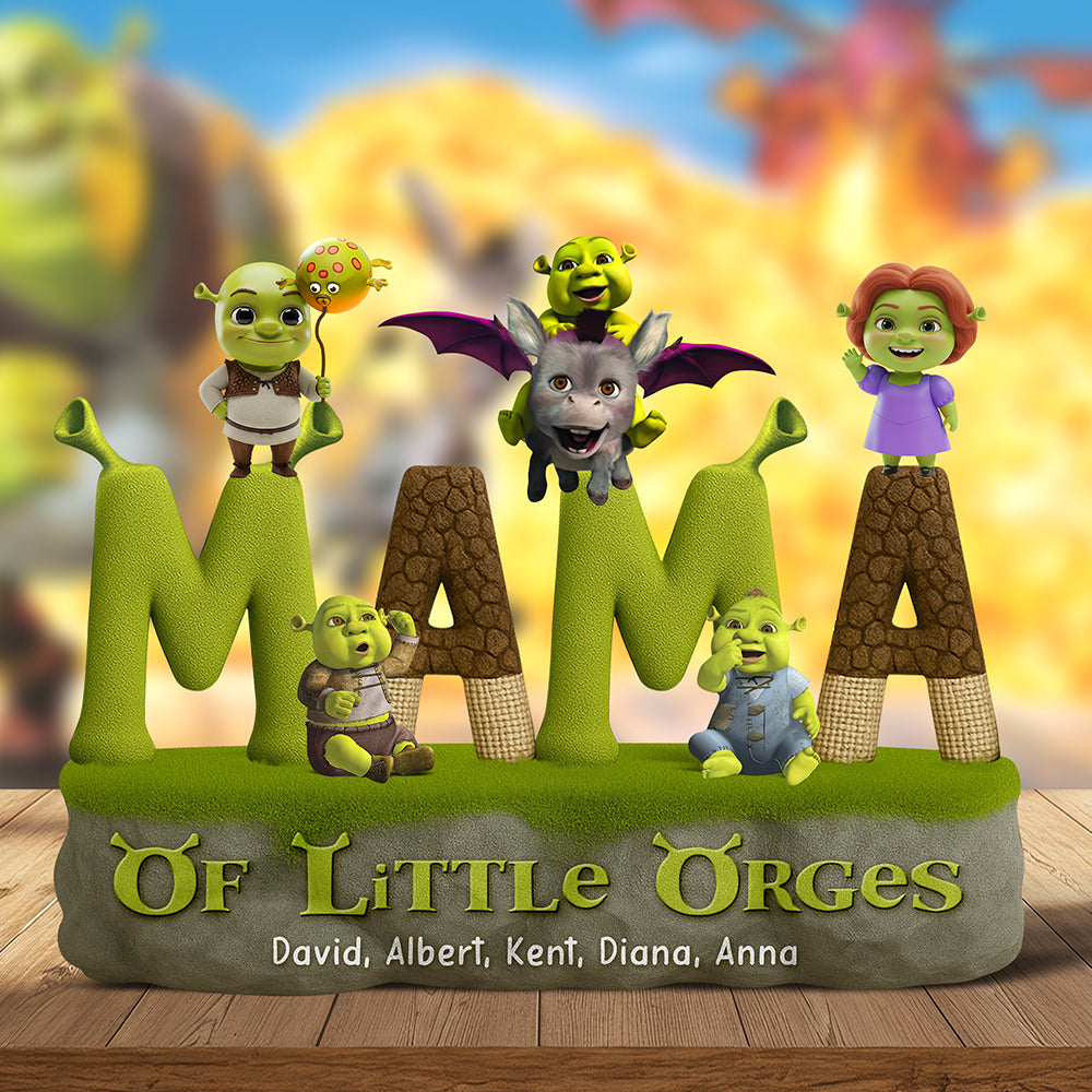 "Mama of Little Orges - A Heartwarming Personalized Gift for Moms and Grandmas" Shaped Plaques PopCulturePrints