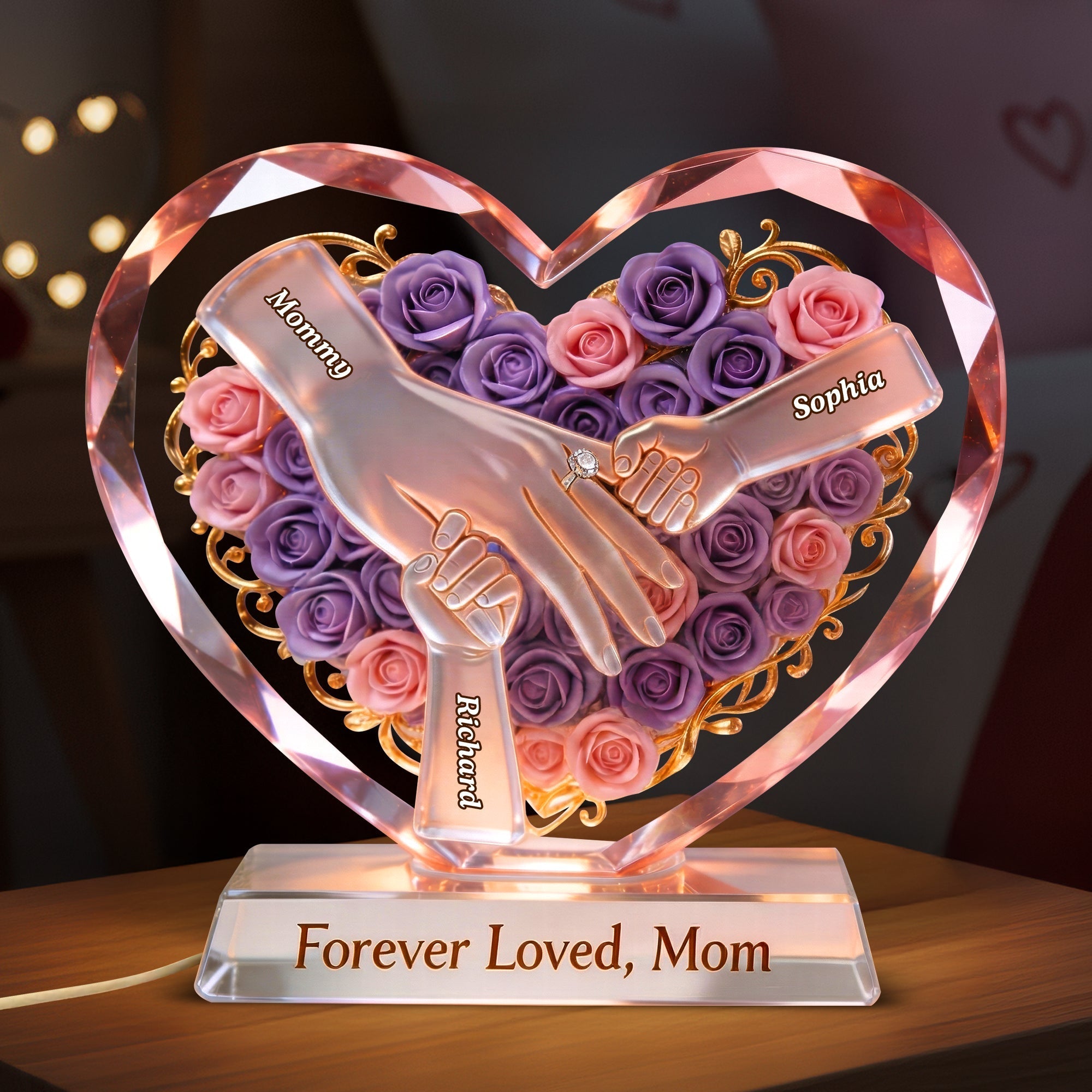 Forever Loved: Personalized Hand Of Love Acrylic Light Box - Unique Gift for Mom, Grandma & Loved Ones Light Box PopCulturePrints