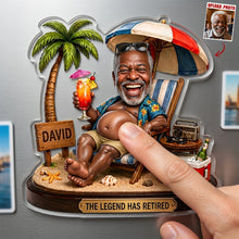 Load image into Gallery viewer, "The Legend Has Retired" - Personalized Acrylic Fridge Magnet for Beach Lovers
