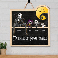 Load image into Gallery viewer, Custom &#39;Father of Nightmares&#39; Wooden Sign - Personalized Halloween Gift for Dad Wood Sign PopCulturePrints
