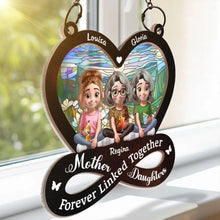 Load image into Gallery viewer, “Mother &amp; Daughter Forever Linked Together” - Personalized 3D Effect Window Hanging Suncatcher Ornament - Perfect Gift for Mom, Grandma, and Daughters Suncatcher Ornament PopCulturePrints
