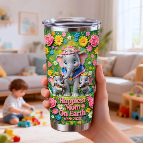 Happiest Mom On Earth - Personalized Tumbler Gift for Moms Tumbler Cup PopCulturePrints