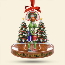 Load image into Gallery viewer, I&#39;ll Always Be Your Butt&#39;s Biggest Fan - Personalized Naughty Green Basketball Couple Ornament Ornament PopCulturePrints
