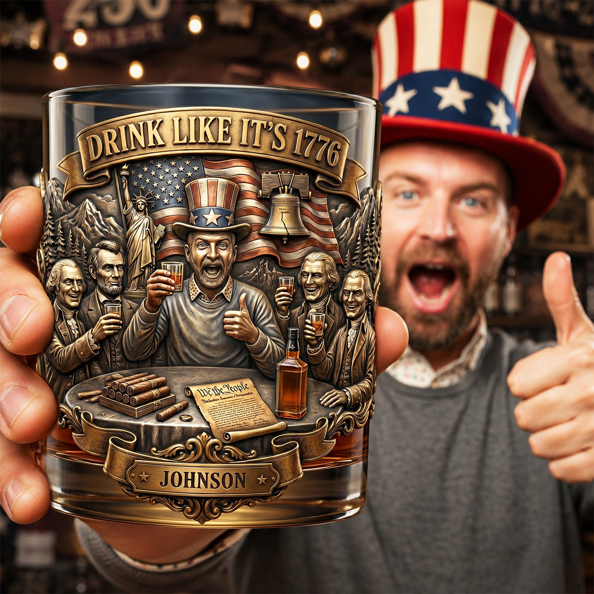 Drink Like It's 1776 - Personalized Drinking Glass for Patriots Glass PopCulturePrints