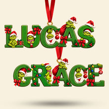 Load image into Gallery viewer, “Bring Joy to Your Holiday Season!” Cute Grouchy Mischief Alphabet Christmas Acrylic Ornament - Personalized Christmas Gifts
