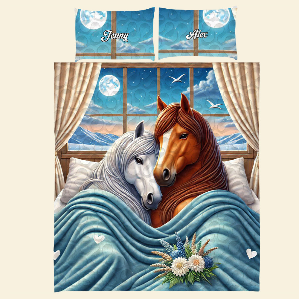 Personalized Horse Couples Quilt Bedding Set - A Unique Gift for Animal Lovers Blanket PopCulturePrints