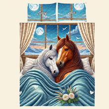 Load image into Gallery viewer, Personalized Horse Couples Quilt Bedding Set - A Unique Gift for Animal Lovers Blanket PopCulturePrints
