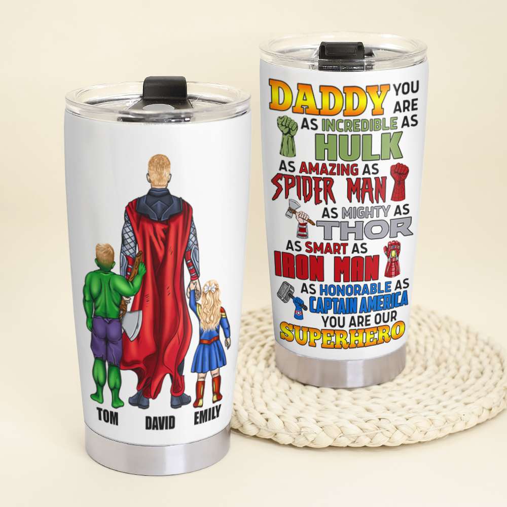 Custom Hero Dad Tumbler - Personalized Family Gift