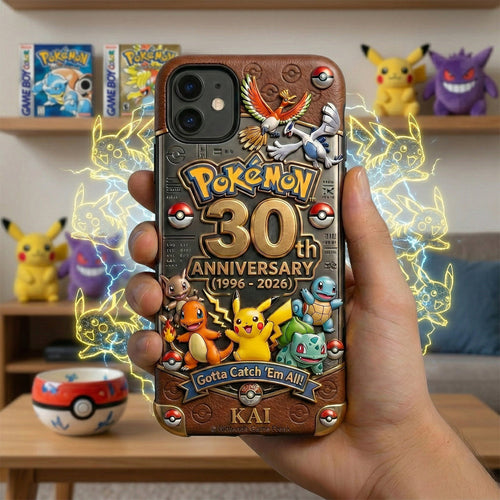 Celebrate 30 Years of Adventure – Personalized Pokémon Anniversary Phone Case Phone Case PopCulturePrints