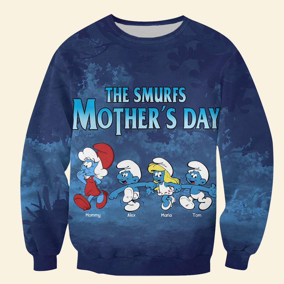 Personalized Smurfs Mother's Day Shirt - Custom Family Characters