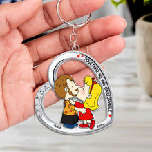 Load image into Gallery viewer, Personalized Together We’re Unstoppable Keychain for Couples Keychains PopCulturePrints
