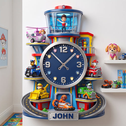 “Time for Adventure!” - Personalized Acrylic Hanging Wall Clock - A Perfect Gift for Kids Hanging Wall Clock PopCulturePrints