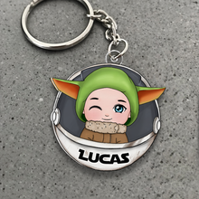 Load image into Gallery viewer, Custom Kid&#39;s Keychain with Cute Green Alien Design Keychains PopCulturePrints
