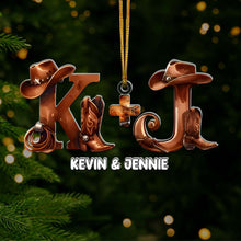 Load image into Gallery viewer, Custom Cowboy Hat Letter Ornament - Personalized Couple Gift for Valentine&#39;s Day Gifts Ornament PopCulturePrints
