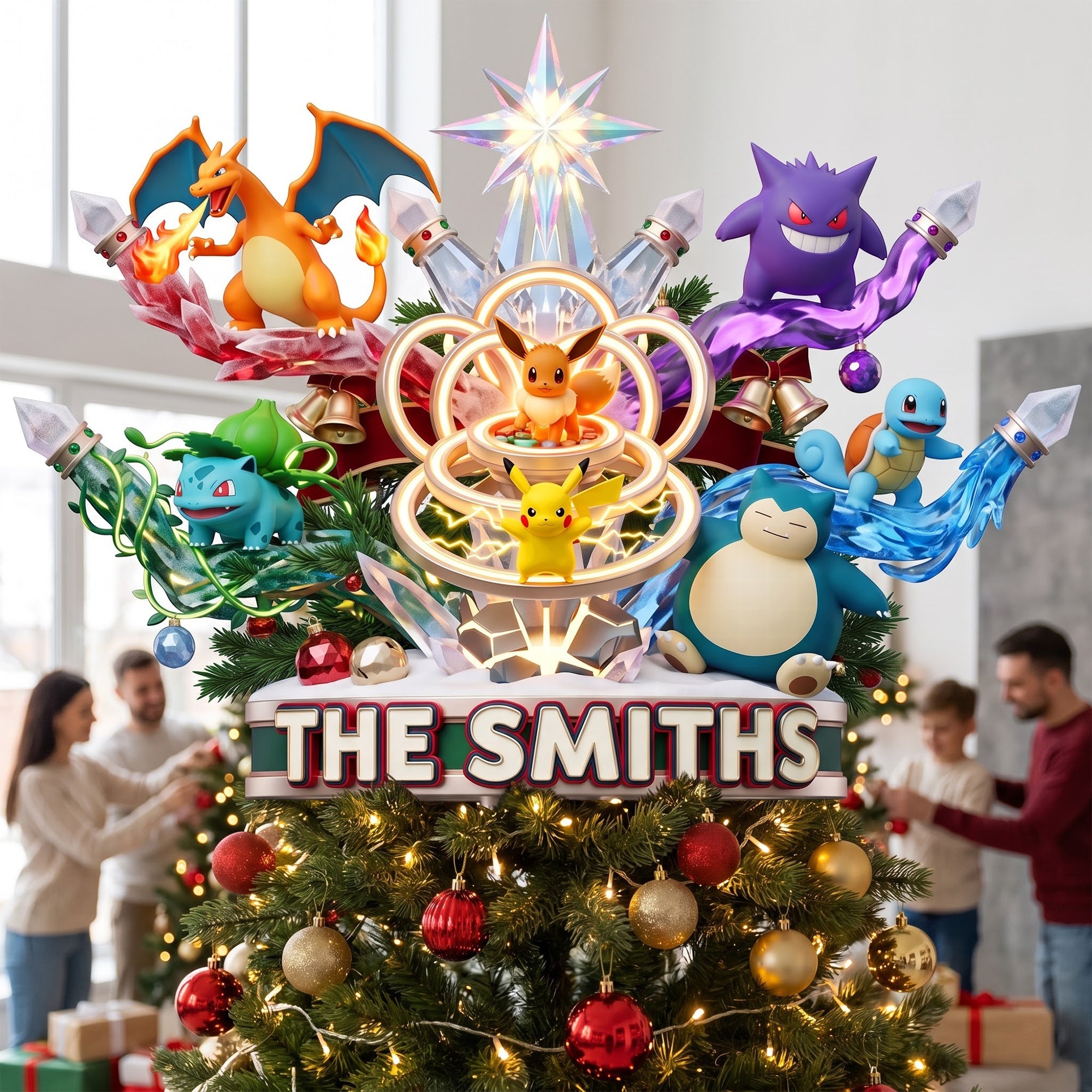 “Bring Magic to Your Christmas Tree!” - Whimsical Creatures Tree Topper - Personalized Acrylic Christmas Tree Topper for Families