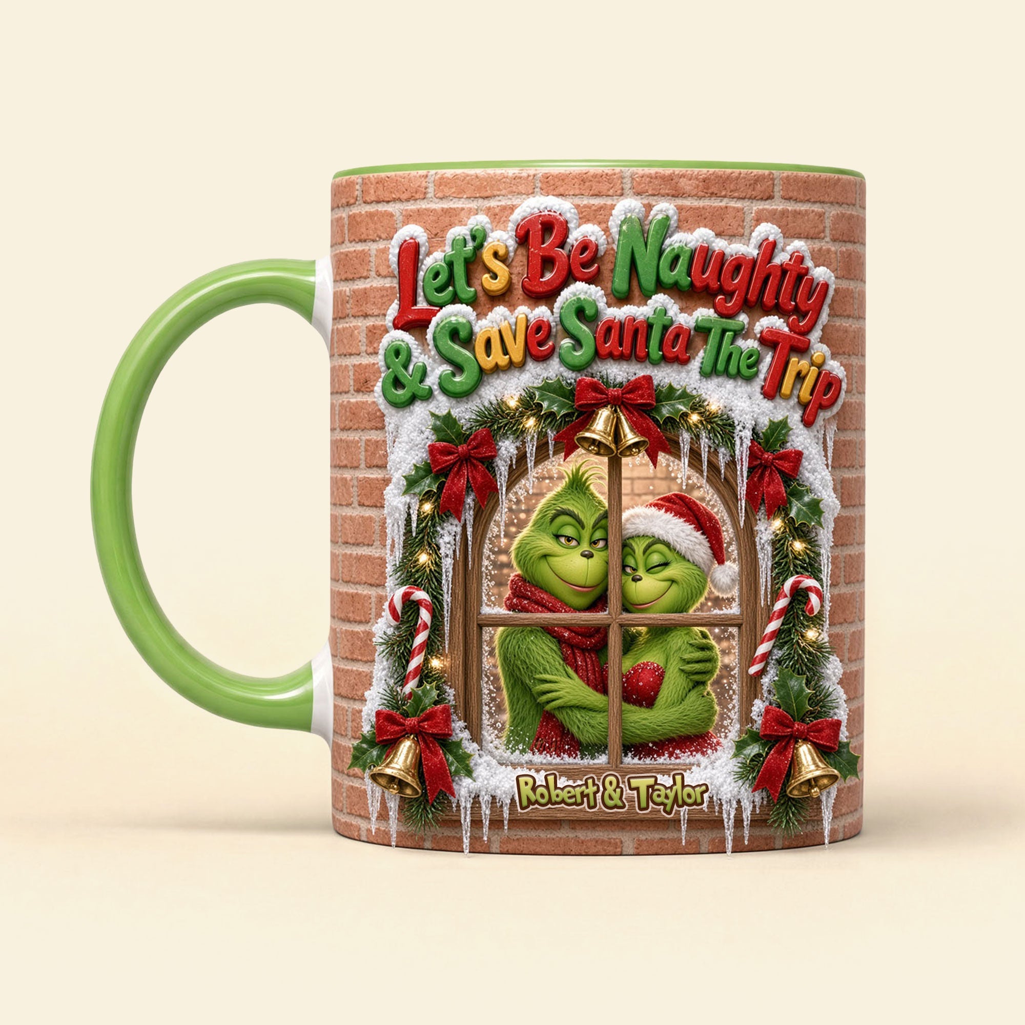 “Let's Be Naughty & Save Santa the Trip” - Funny Couple Coffee Mug, Personalized Gift for Couples