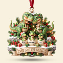 Load image into Gallery viewer, Dinosaur Family Ornament - Personalized Christmas Gifts For Family 04TYTI180826 Ornament PopCulturePrints
