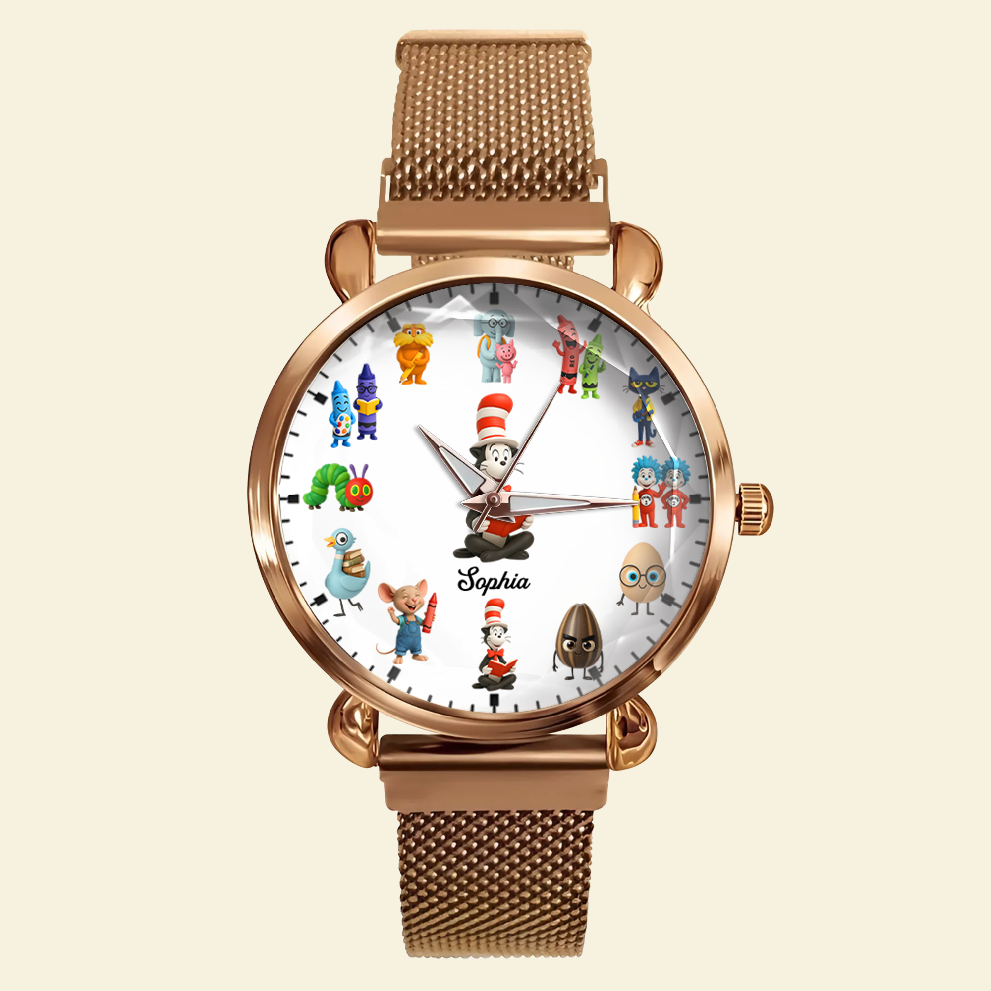 Time to Shine! A Personalized Teacher Mesh Strap Quartz Watch Quartz Watch PopCulturePrints