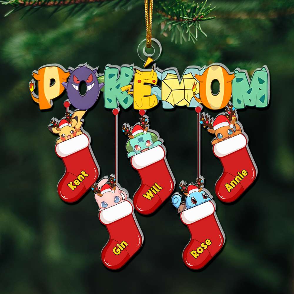 Personalized Mom's Holiday Socks Ornament - Cute Design with Names Ornament PopCulturePrints