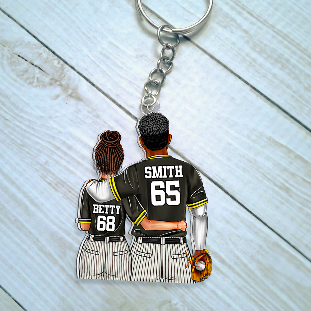 Personalized Baseball Couple Keychain - Unique Gifts for Couples Keychains PopCulturePrints