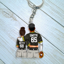 Load image into Gallery viewer, Personalized Baseball Couple Keychain - Unique Gifts for Couples Keychains PopCulturePrints
