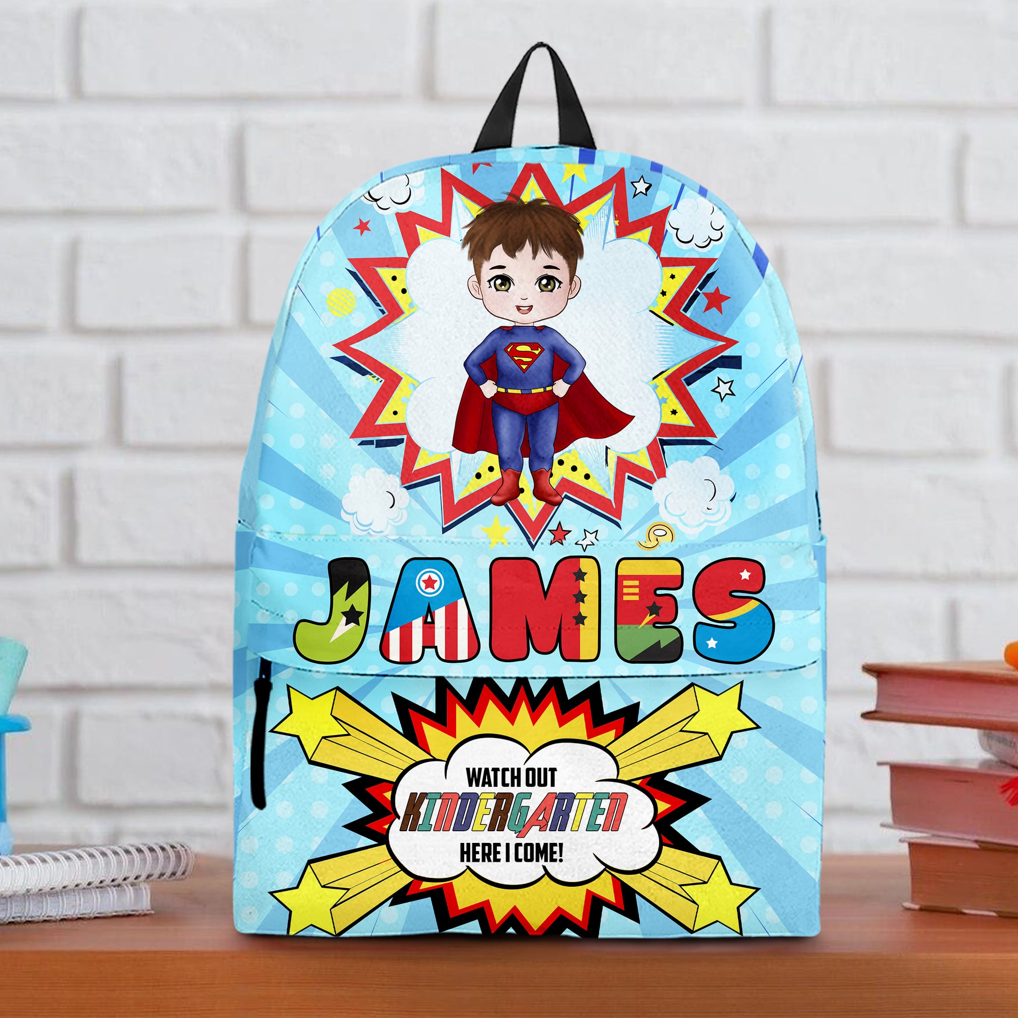 Custom Superhero Kids Backpack - Personalized School Bag Backpack PopCulturePrints