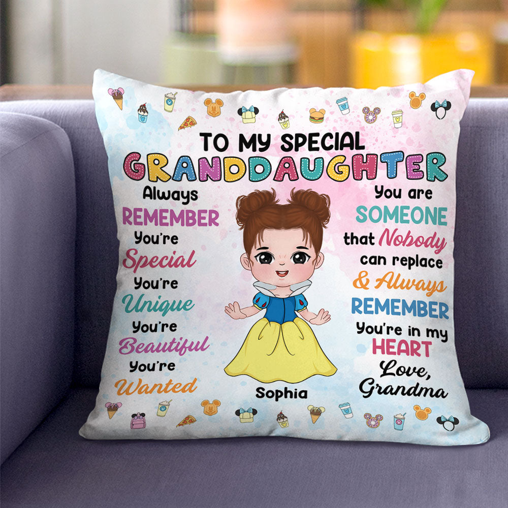 Personalized Princess Pillow for Granddaughter - Custom Gift